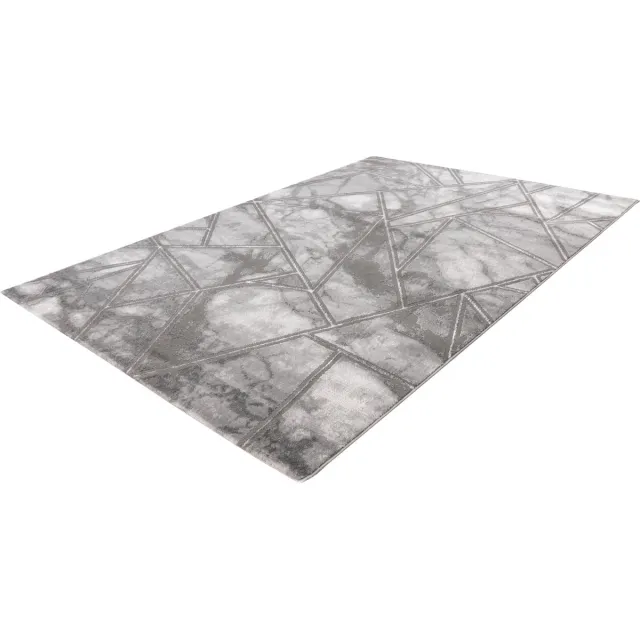 Tapijtenmagazijn Marmaris Vloerkleed – Grijs – Marmerlook Design – Modern & Laagpolig – 160x230 cm silver