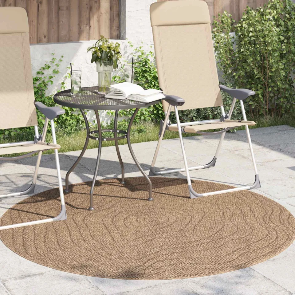 vidaXL Binnen- en buitentapijt AGIRA Naturel Ø 160 CM Polyester, foto 3