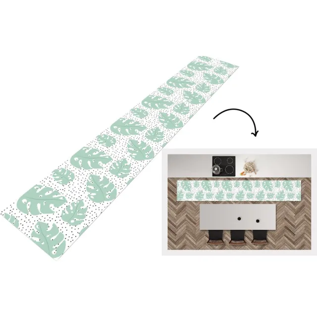 KitchenYeah Keukenloper - Keukenmat - Stippen - Monstera - Patronen - Keuken vloerkleed Multicolor