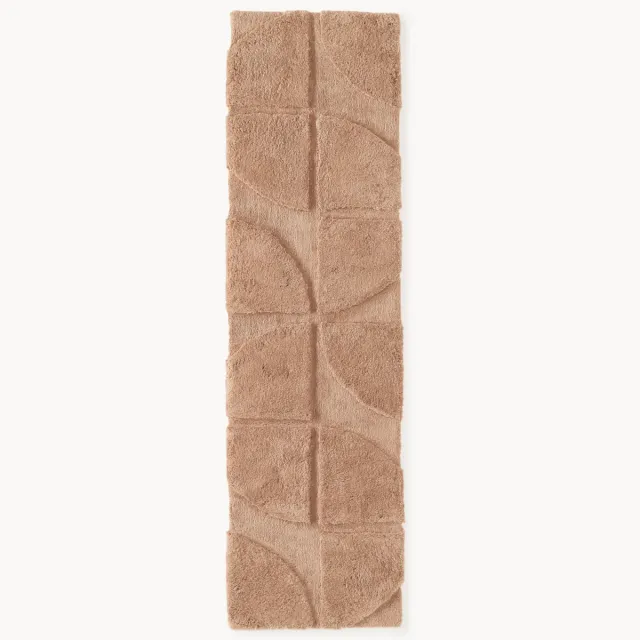 Westwing Collection Pluizig hoog-laag loper Jade Bruin