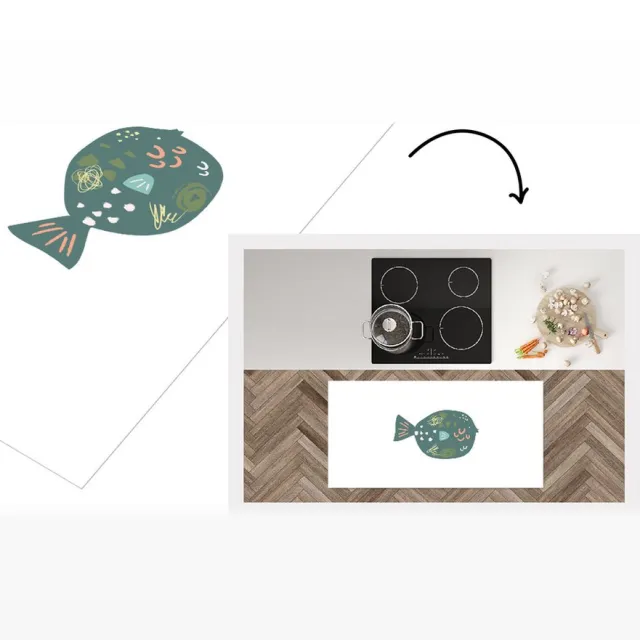 KitchenYeah Keukenloper - Loper keuken - Vis - Pastel - Groen - 120x60 cm - Keukenloper vinyl Multicolor