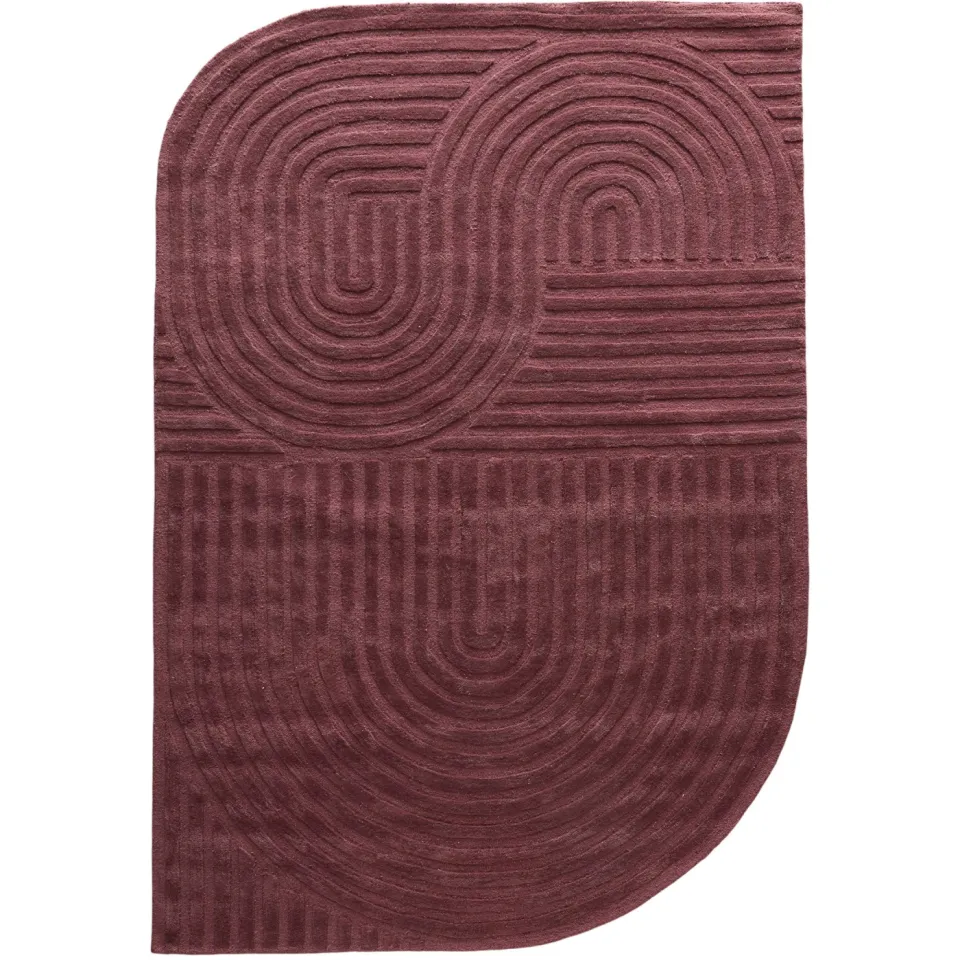 NOUS Living Rodez wollen vloerkleed bordeauxrood burgundy