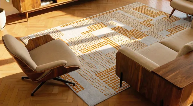Louis de Poortere Wasbaar Binnen & Buiten Vloerkleed - 170 x 240 cm - Louis De Poortere Zen Garden Pomelo - Laagpolig Tapijt - Gerecycled PET - Made in Belgium - Circulair Oranje