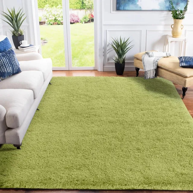 Famanu Hoogpolig vloerkleed - modern en zacht - 160 x 230 cm - groen
