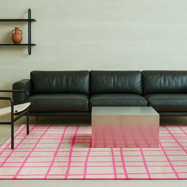 LOLA&MOI Binnen & Buiten Vloerkleed - 240 x 340 cm - Lola&Moi Caro Hot Pink - Laagpolig Tapijt - Gerecycled PET - Made in Belgium - Circulair Roze