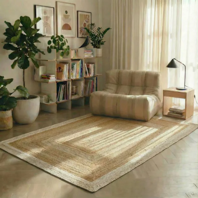 MrCarpet Jute vloerkleed Rechthoek naturel/wit 160x230cm Mrcarpet