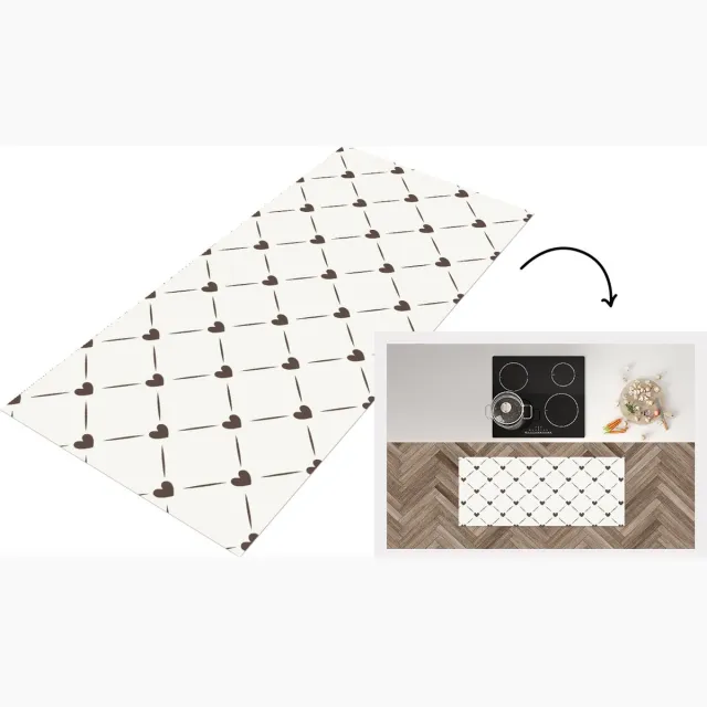 KitchenYeah Keukenloper - Loper keuken - Design - Geometrie - Patroon - Hart - Keukenloper vinyl Multicolor
