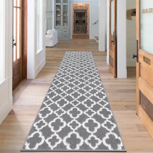 Ibenzoa Lange Antislip Tapijtloper voor Hal, Keuken en Ingang - 60 x 300 cm Grijs