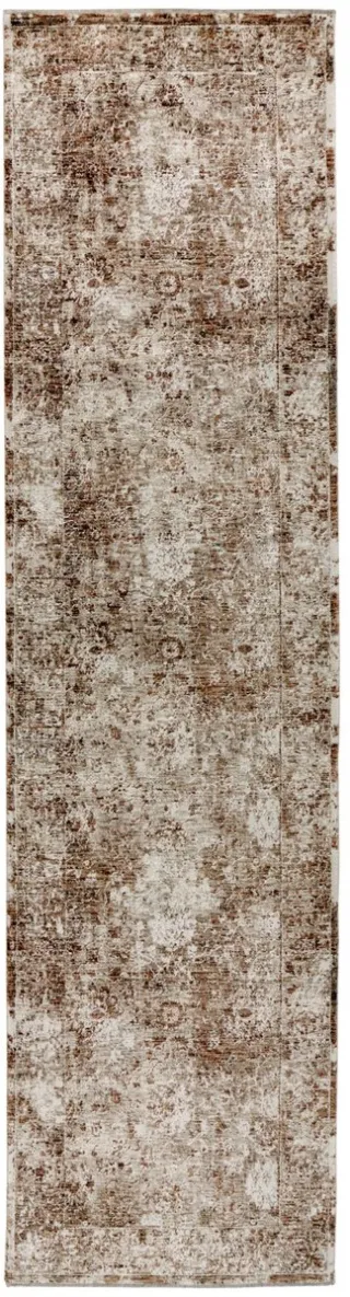 Padiro elegante laagpolige loper 80 x 300 cm - terracotta - vintage patroon - voor vloerverwarming - van polyester en katoen oranje