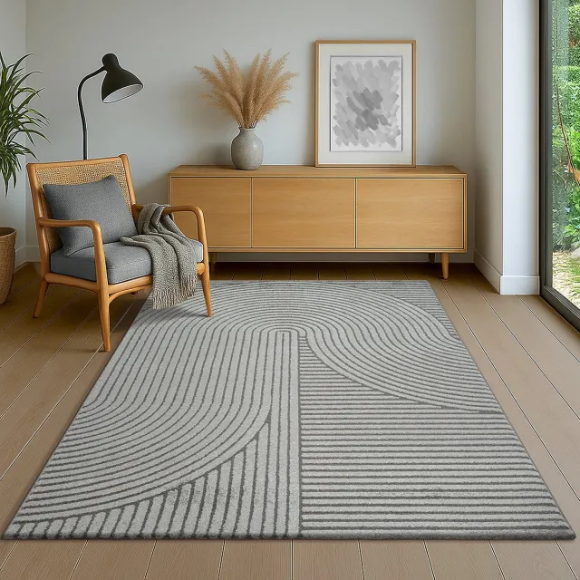 the carpet Everest – Modern Kortpolig Vloerkleed met Panglao-Design, Hoog-Laag 3D-Effect – Zacht & Comfortabel – Grijs – 160 x 230 cm