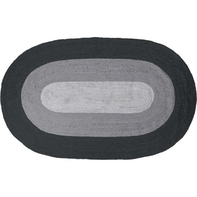 BePureHome Border vloerkleed ovaal - Jute - Zwart - 170x300 black/grey