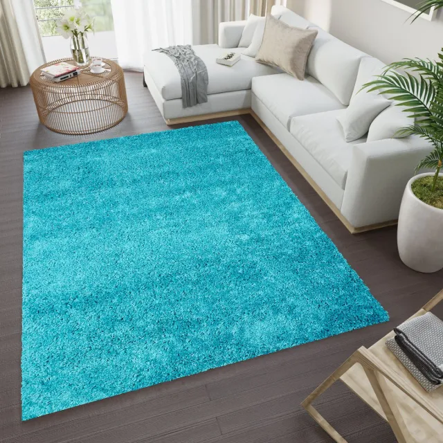 Tapiso Essence Vloerkleed Blauw Hoogpolig Shaggy Tapijt Maat- 200x300, foto 2