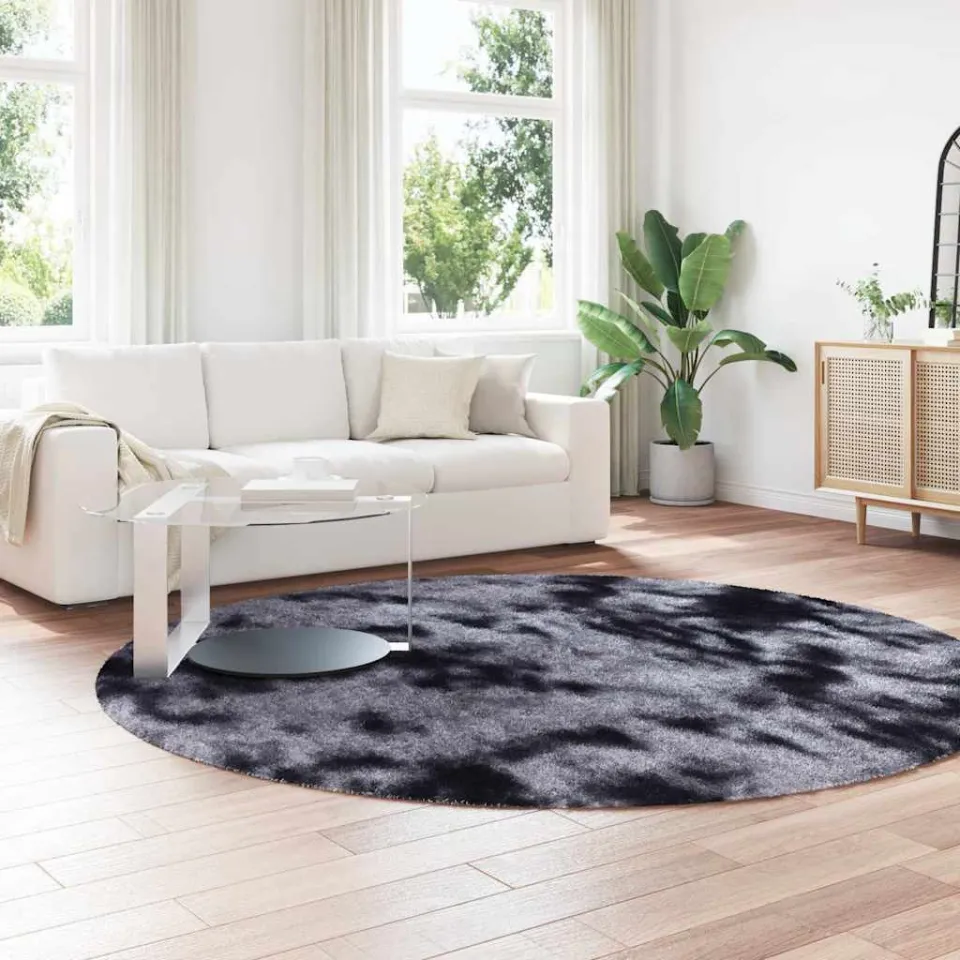 vidaXL Hoogpolig vloerkleed NAVARRA 240x240 cm polyester donkergrijs grijs, foto 3