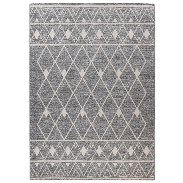 Padiro design laagpolig vloerkleed 160 x 230 cm - lichtgrijs - modern geometrisch patroon - voor vloerverwarming - van polypropyleen en jute