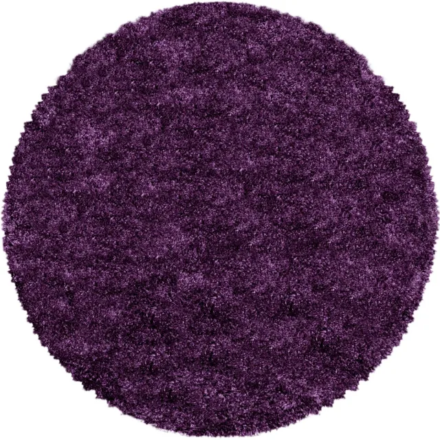 Ayyildiz Hoogpolig vloerkleed, effen kleur - violet, woonkamerkleed, jute achterkant, afmeting: 200 cm rond