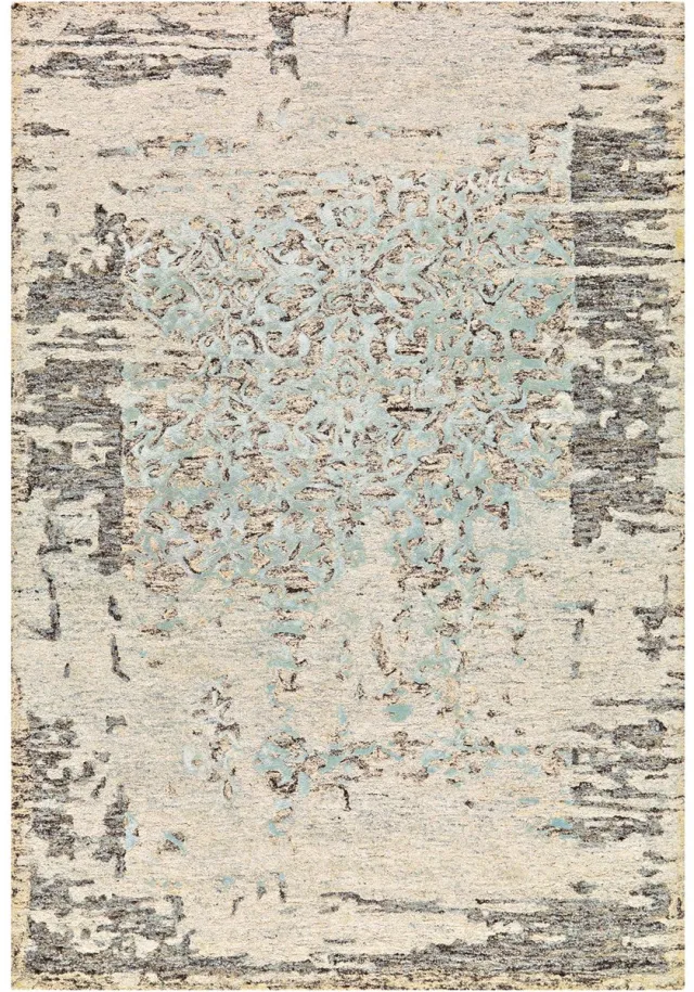 Padiro design laagpolig vloerkleed 120 x 180 cm - lichtbeige - modern abstract ontwerp - voor vloerverwarming - van viscose, wol, polyester en katoen