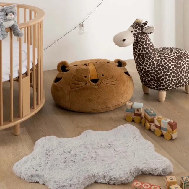Tapeso Kindervloerkleed schaap - Fluffy lichtgrijs 55x80