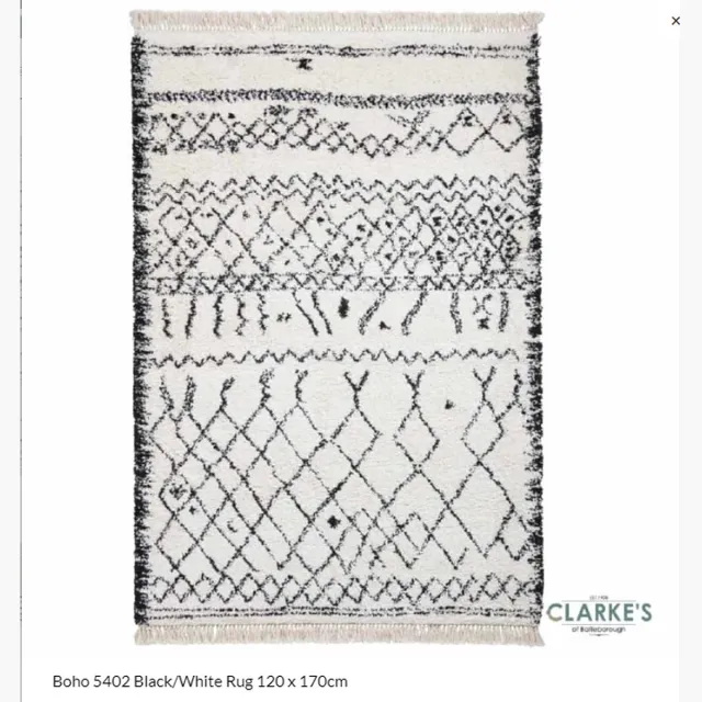 Think Rugs Vloerkleed Boho - Zwart/wit - 120x170 cm