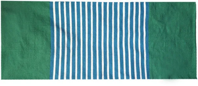 Ancient Wisdom Vloerkleed - Indiaas katoen 70x170cm blauw/groen - tapijt - vloerbedekking - decor - huisaccessoire - woonaccessoire