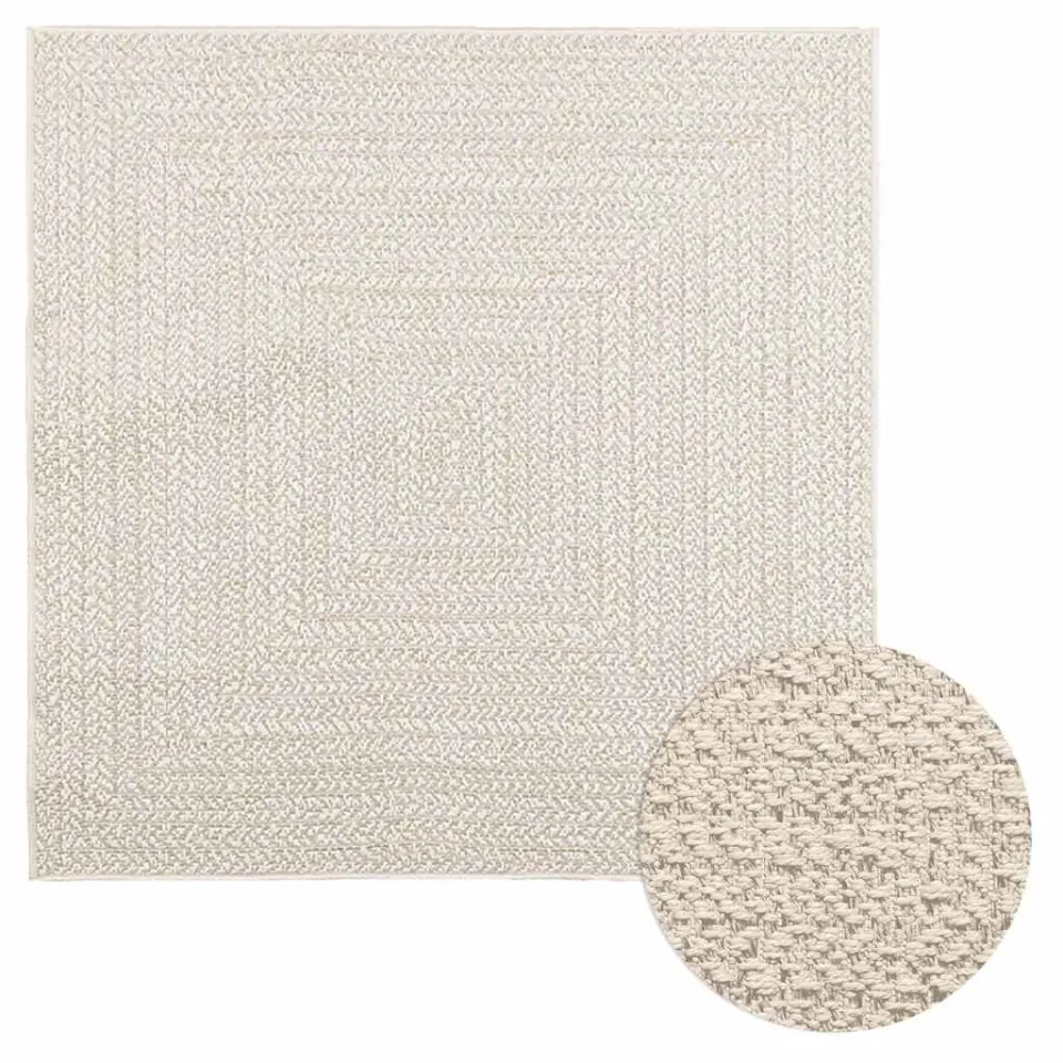 vidaXL Vloerkleed ZIZUR room binnen en buiten 120x120 cm jute look Crème