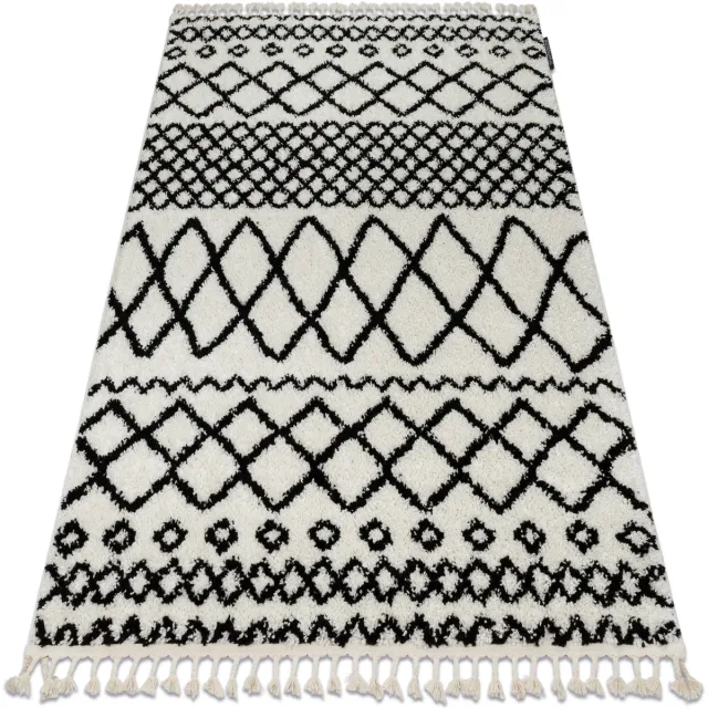 RUGSX Kleden Rugsx Tapijt BERBER SAFI N9040 wit / zwartrand 240x330 cm