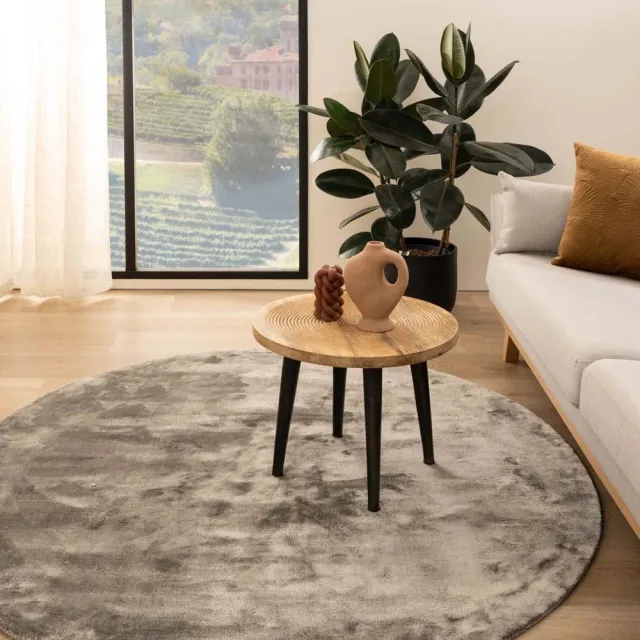 Paon Brillant Viscose vloerkleed rond - Pearl zilver 160