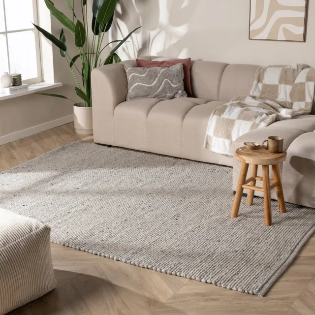 NATURL. Wollen vloerkleed - Feline Grijs/Gemeleerd | Isolerend - 200x290cm