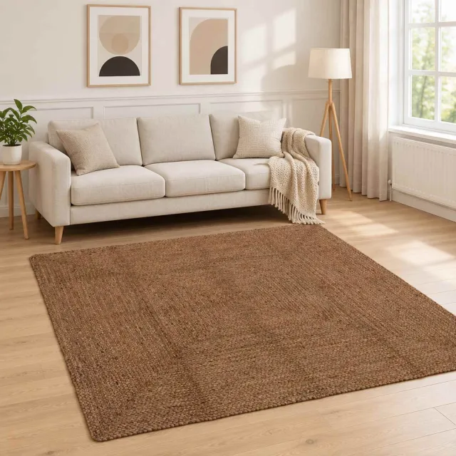 vidaXL Gebied Tapijt Grijs 200 x 200 cm Jute, foto 2
