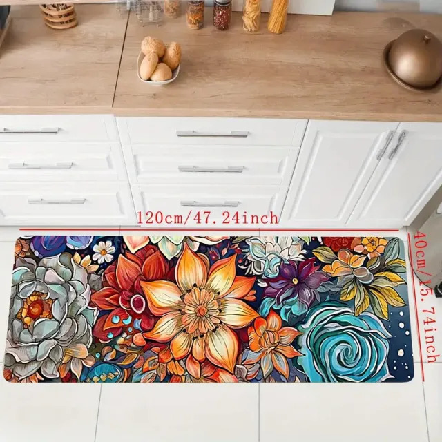 PolkaHome 1 stuk 40x120 cm Keukenloper, Badmat, Douchemat, Keukenmat en Vloertapijt – Antislip Modern Tapijt – Voor Badkamer, Keuken, Woonkamer & Gang kleurrijk 2