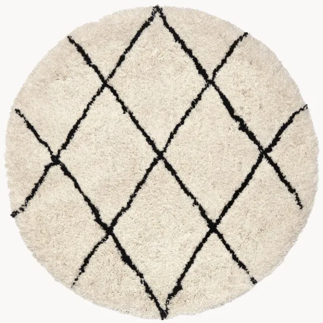 Westwing Collection Rond pluizig hoogpolig vloerkleed Naima, handgetuft Beige