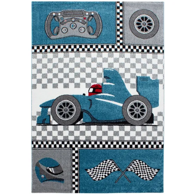 Dutch XXL Kindervloerkleed | Tapijt | Kids | Raceauto | Blauw | 80x150 cm