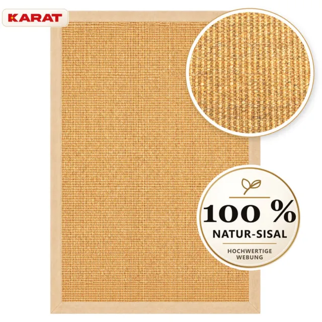 Floordirekt Sisal Vloerkleed Goa - 100% Sisal - Stoffen Rand - Natuur