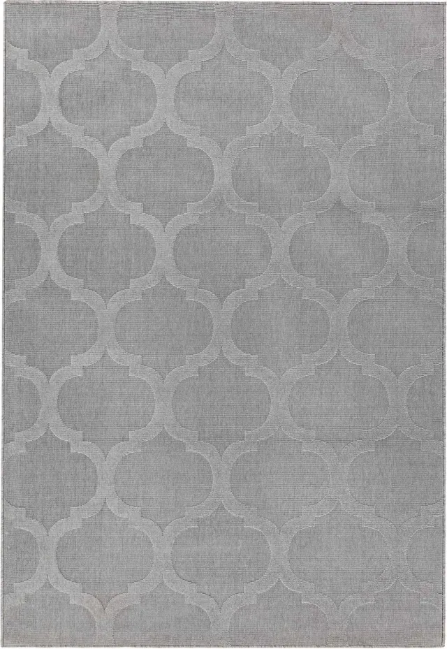 Eazy Living Easy Living - Easy Living Antibes Grey Trellis Vloerkleed - 160x230 - Rechthoek - Buiten,Laagpolig,Structuur Tapijt - Modern - Grijs