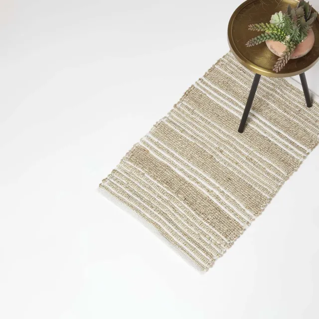 Homescapes jute vloerkleed Arlyn 45 x 70 cm - beige-wit gestreept vloerkleed Beige-Crèmewit