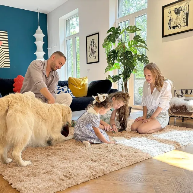 smiry Hoogpolig Vloerkleed – Zacht Shaggy Tapijt – Antislip & Wasbaar – Modern Vloertapijt voor Woonkamer, Slaapkamer & Kinderkamer – Comfortabel & Warm Kameel