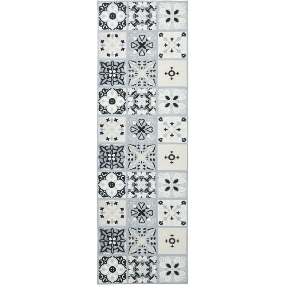 vidaXL Vloerkleedloper ORIZ 1150 gsm Grijs en zwart 100% polyestervilt