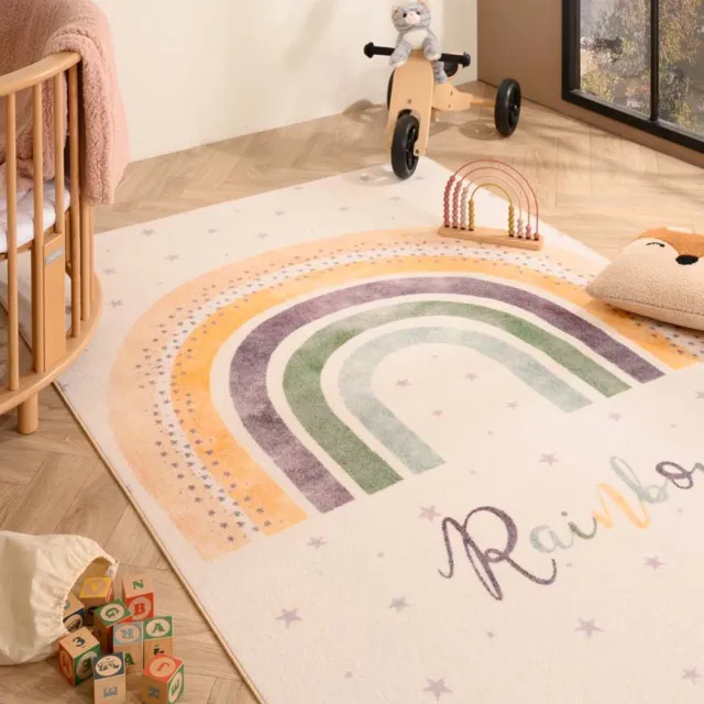 TrueWeave Kindervloerkleed regenboog - Joy crème 160x230