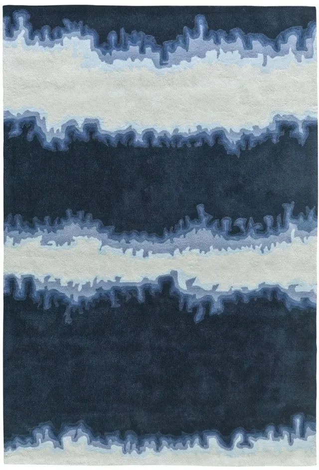 Padiro design laagpolig vloerkleed 120 x 180 cm - donkerblauw - modern abstract ontwerp - voor vloerverwarming - van modacryl, polyester en katoen