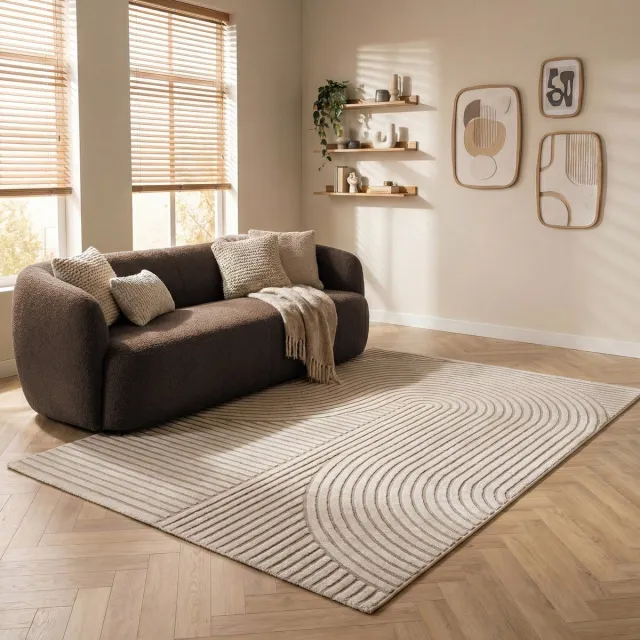 flycarpets Modern vloerkleed - Eliora Japandi Crème 200 X 290 CM Beige