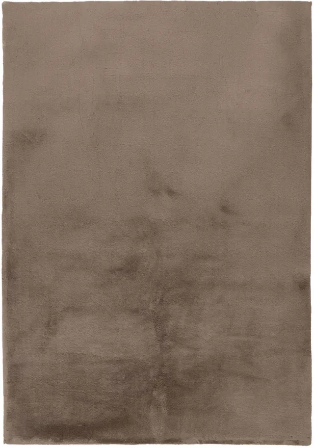 Padiro knus hoogpolig shaggy vloerkleed 80 x 150 cm - donkerbeige - modern effen ontwerp - voor vloerverwarming - van polyester