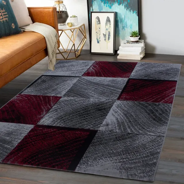 flycarpets Marlon Vloerkleed Geblokt - Laagpolig - Rood / Grijs, foto 3