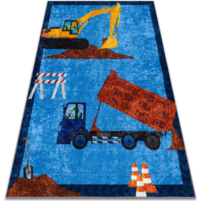 RUGSX Kleden Rugsx JUNIOR 51827.803 tapijt wasbaar Vrachtwagen, graaf Blauw