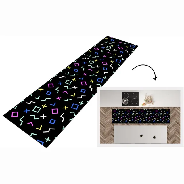 KitchenYeah Keukenloper - Loper keuken - Game Console - Vector - Abstract - 240x60 cm - Keukenloper vinyl Multicolor