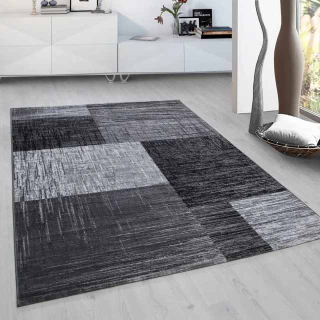 flycarpets Marlon Vloerkleed Geblokt - Laagpolig - Zwart / Grijs - 200x290 cm