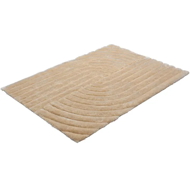 Vente-unique Hoogpolig shaggy vloerkleed met reliëf - 200 x 290 cm - Donkerbeige - MERISA