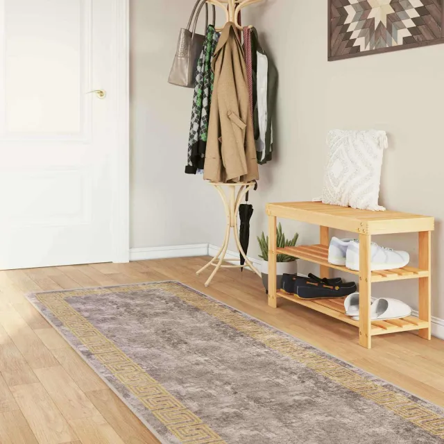 vidaXL Vloerkleedloper MARSA Grijs en Goud 100 x 400 cm, foto 2