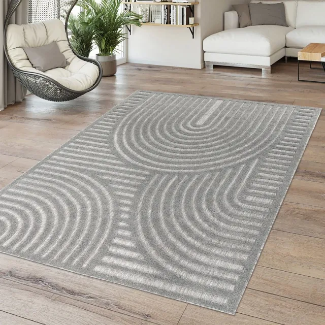 TT Home Binnen- en buitentapijt Eetkamer Weerbestendig Terras Etnisch Scandinavisch design 200 x 280 cm Rechthoek 200 x 280 cm Rechthoek grijs
