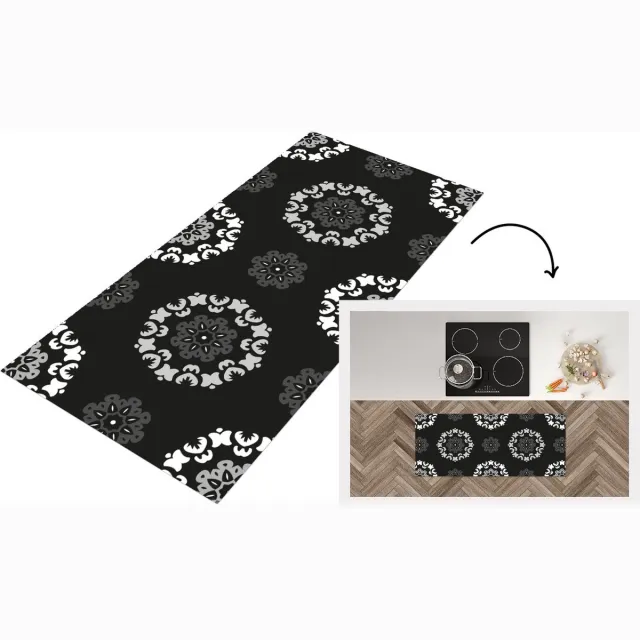 KitchenYeah Keukenloper - Loper keuken - Mandala - Patronen - Zwart Wit - Keukenloper vinyl