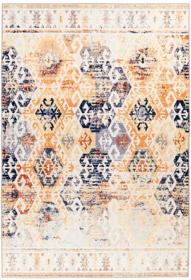 Padiro elegant laagpolig vloerkleed - lichtbeige - vintage patroon - voor vloerverwarming - van polyester en katoen