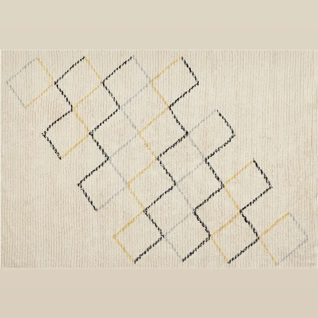 Beliani TEZPUR - Laagpolig vloerkleed - Lichtbeige - 140 x 200 cm - Katoen